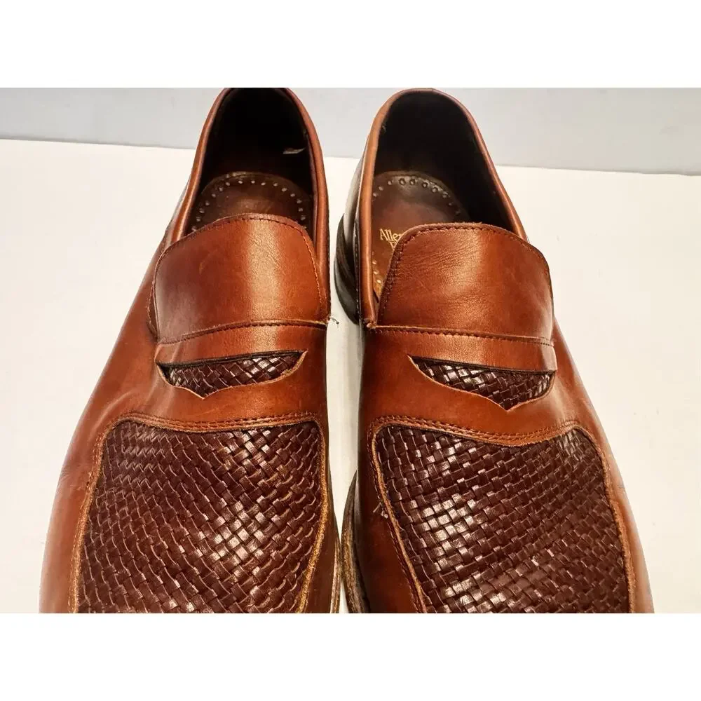 Allen Edmonds Carlsbad Loafers Brown Leather 11.5 E Slip On Woven Penny